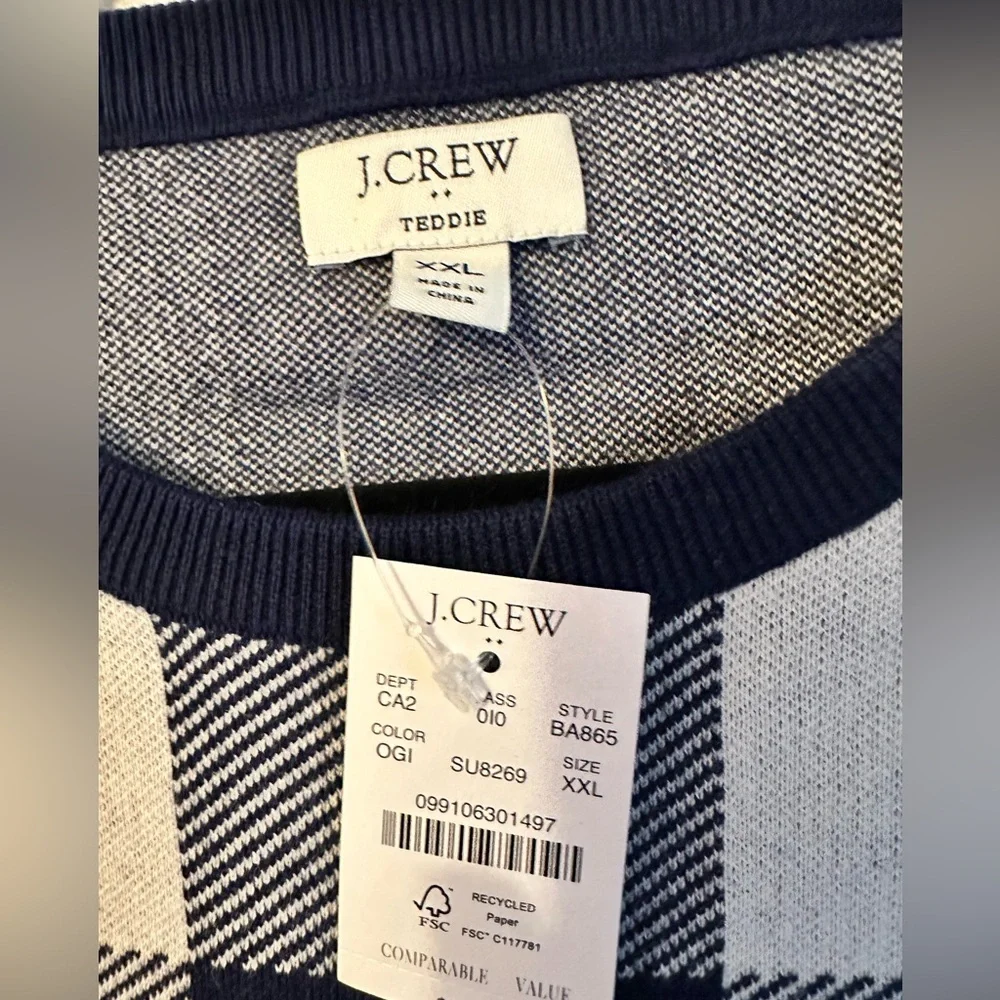 NWT J. CREW Teddie check sweater